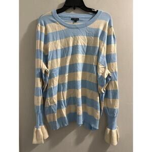 🔴Who What‎ Wear Blue and white stripe long sleeve sweater size 1X